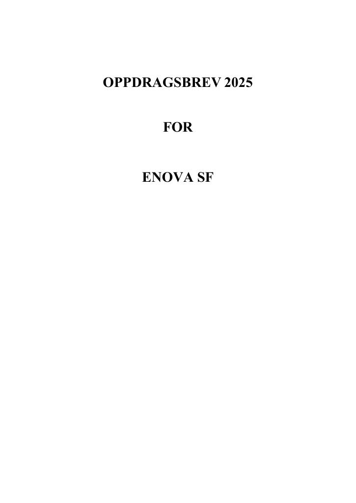 Forsiden av dokumentet Tildelingsbrev ENOVA SF 2025