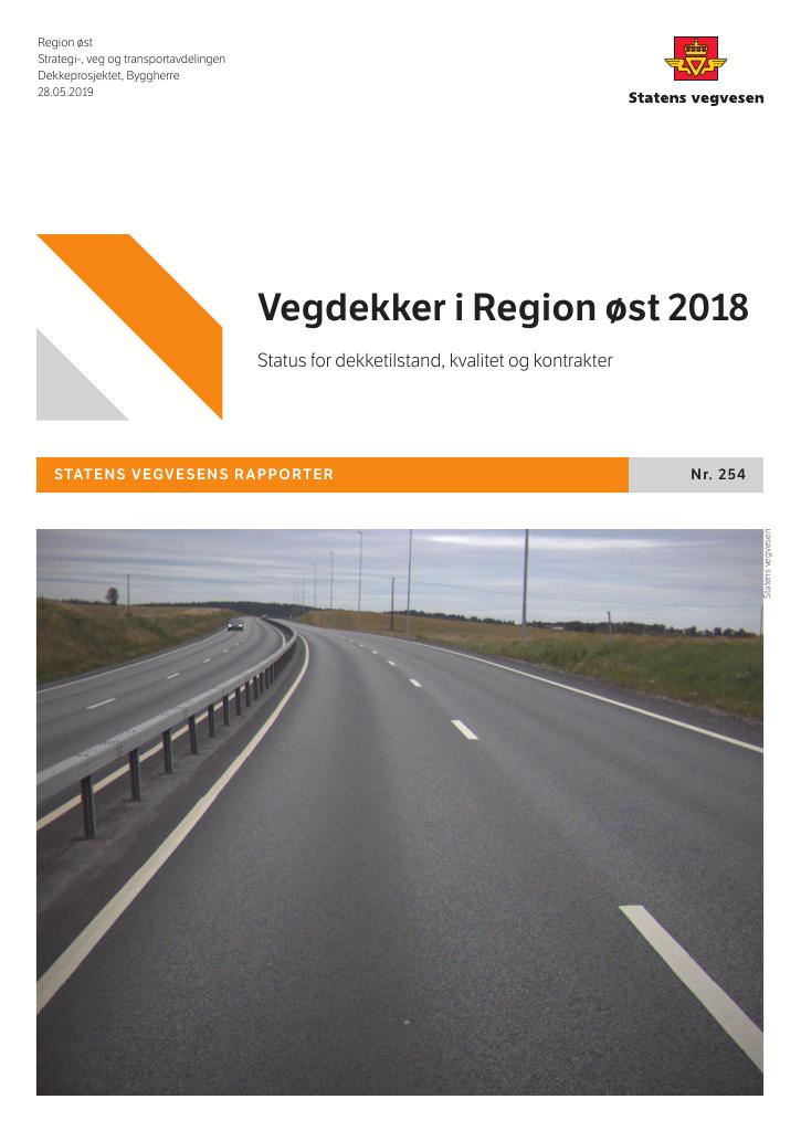 Forsiden av dokumentet Vegdekker i Region øst 2018
