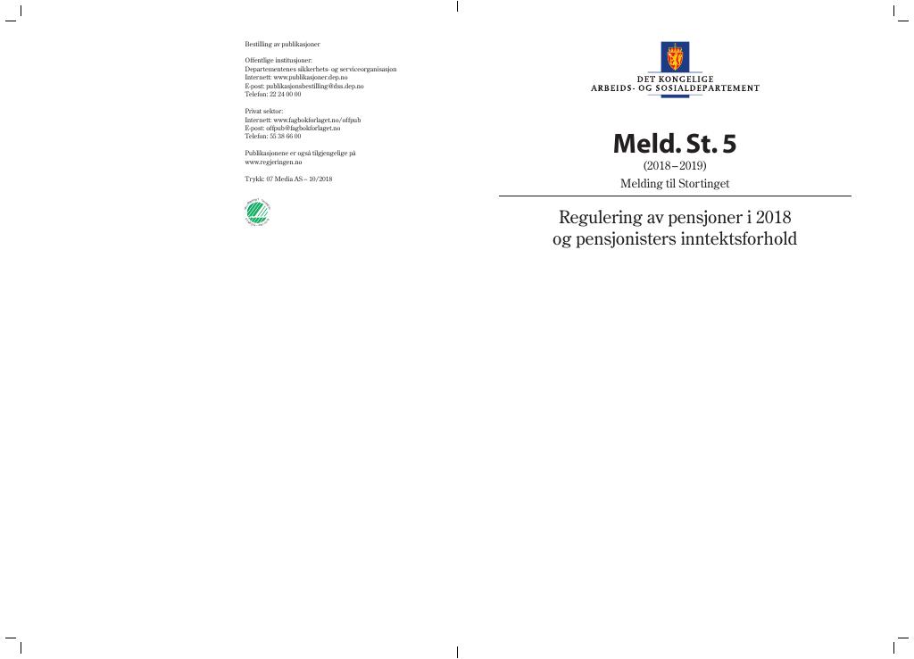 Forsiden av dokumentet Meld. St. 5 (2018–2019)