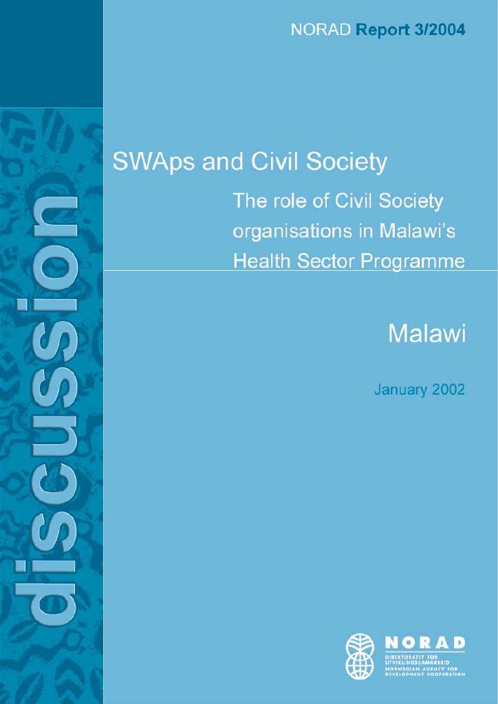 Forsiden av dokumentet SWAps and Civil Society: the role of civil society organisations in Malawi's health sector programme