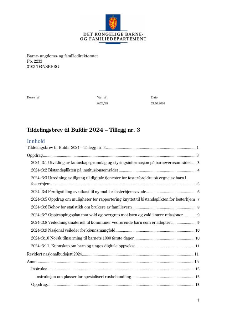 Forsiden av dokumentet Tillegg nr. 3