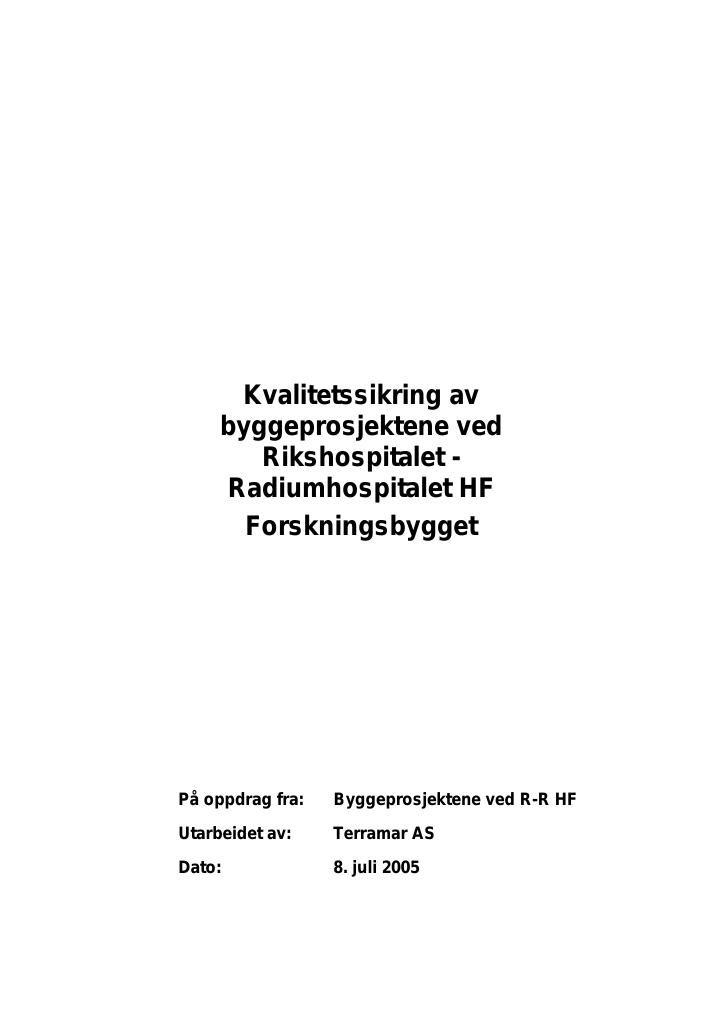 Forsiden av dokumentet Utbygging Radiumhospitalet