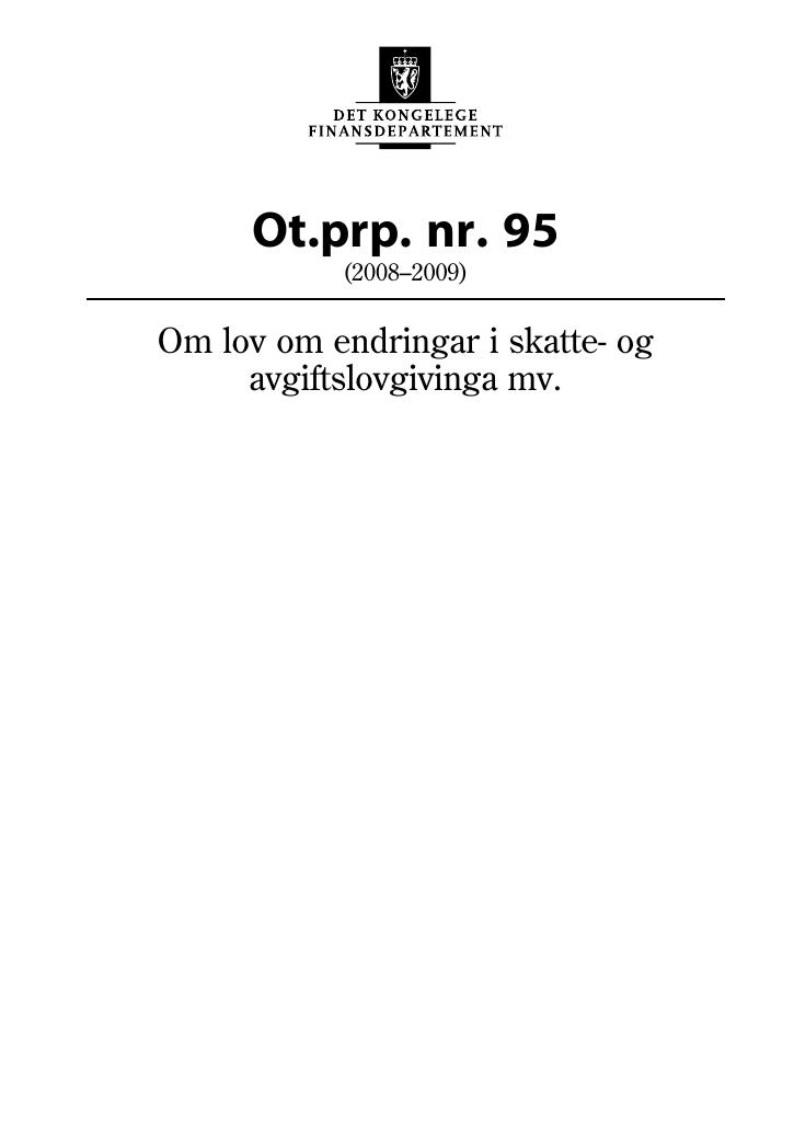 Forsiden av dokumentet Ot.prp. nr. 95 (2008-2009)