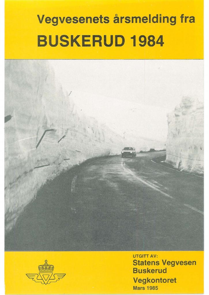 Forsiden av dokumentet Årsmelding Statens Vegvesen Buskerud 1984