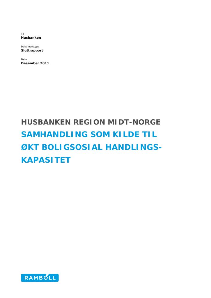 Forsiden av dokumentet Samhandling som kilde til økt boligsosial handlingskapasitet