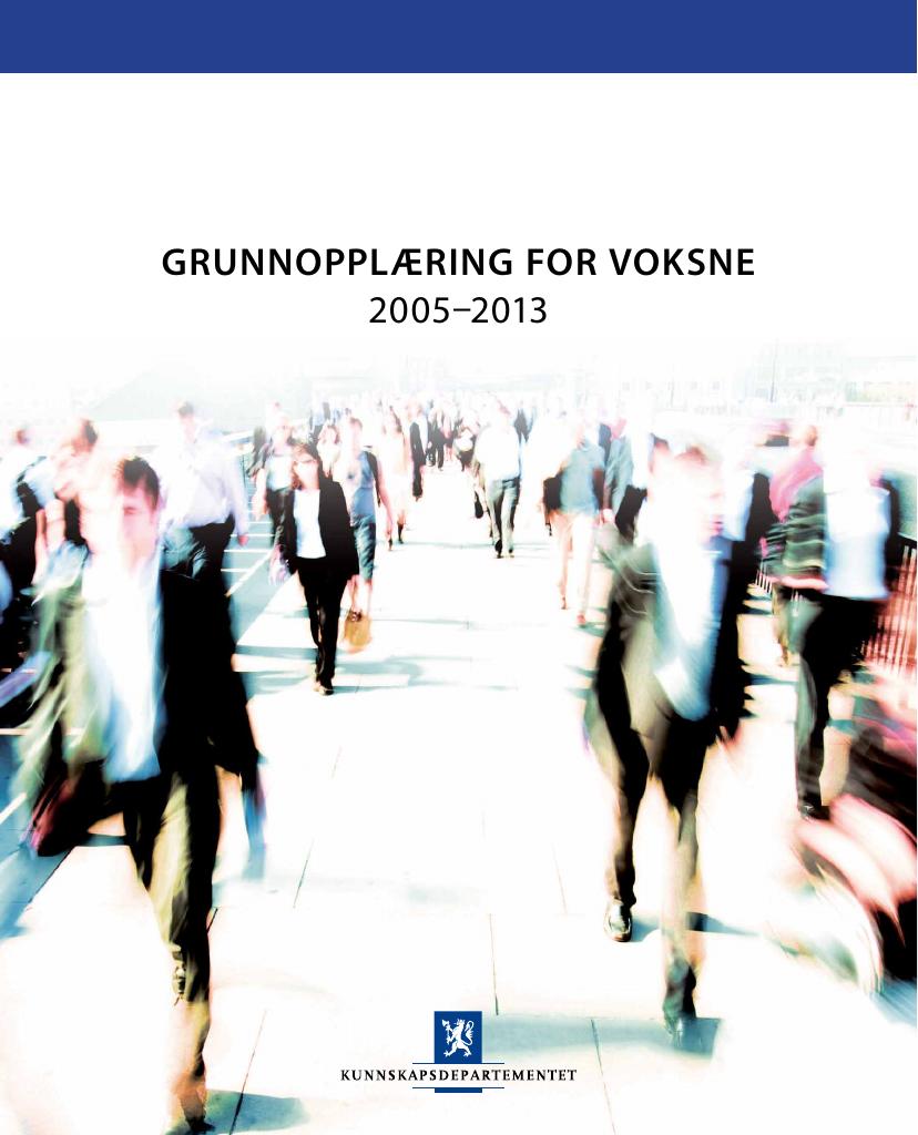 Forsiden av dokumentet Grunnopplæring for voksne 2005-2013