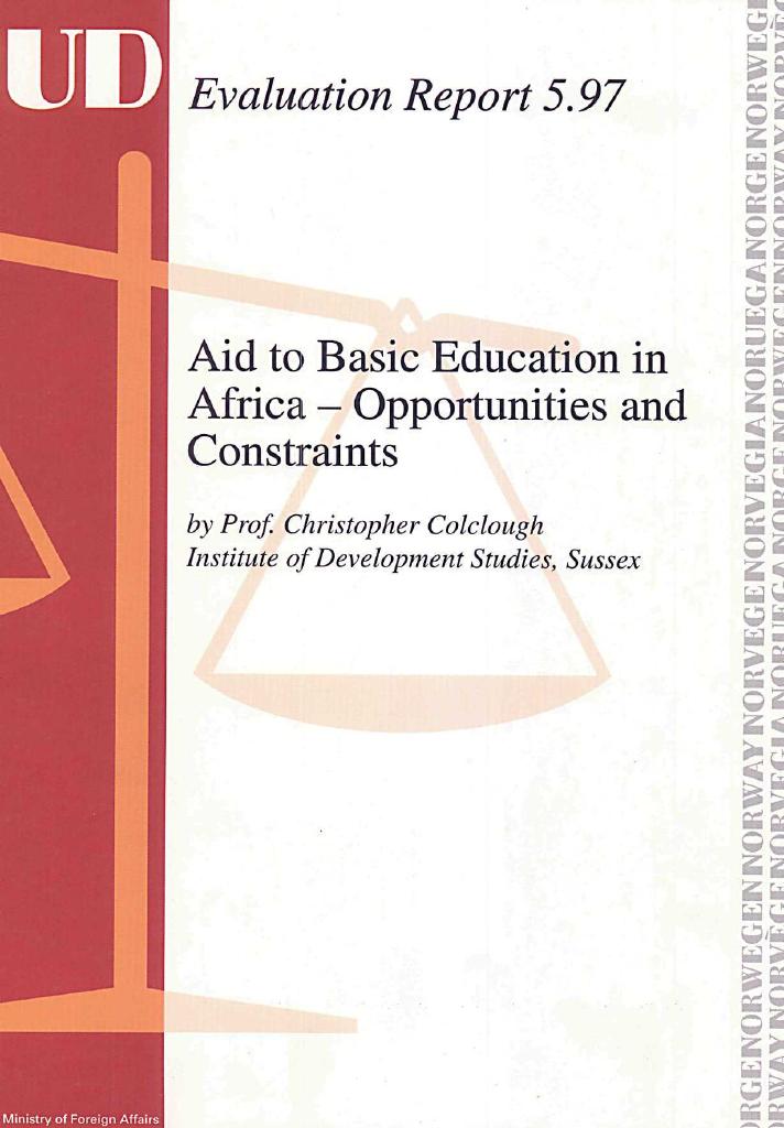 Forsiden av dokumentet Aid to Basic Education in Africa - Opportunities and Constraints