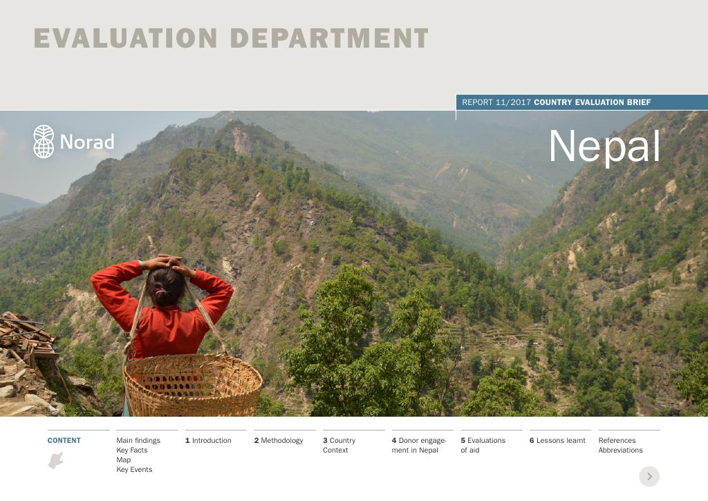 Forsiden av dokumentet Country Evaluation Brief: Nepal