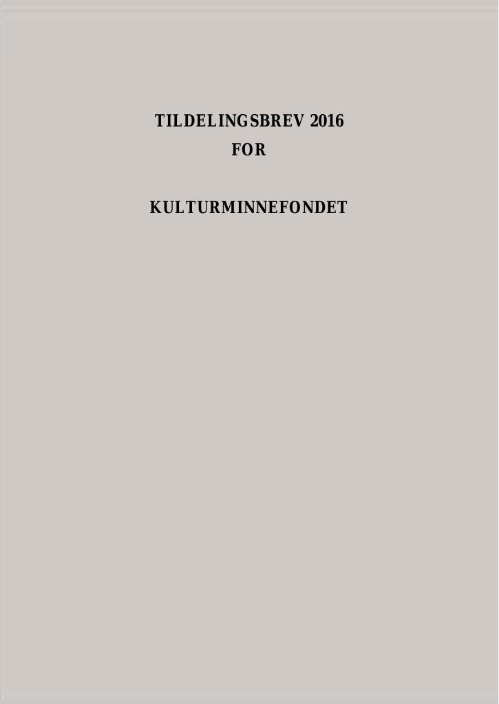 Forsiden av dokumentet Tildelingsbrev