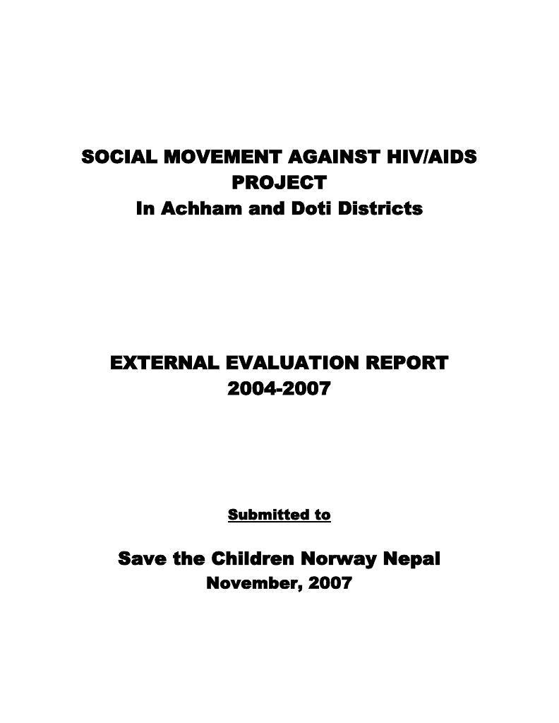 Forsiden av dokumentet Social Movement Against HIV/AIDS Project in Achham and Doti districts