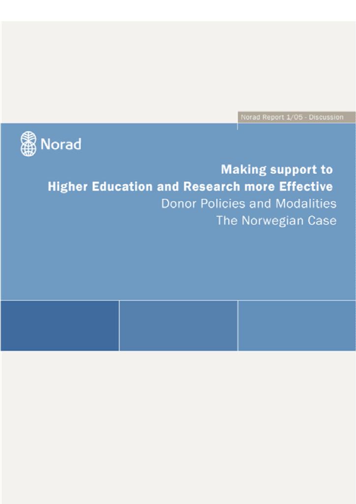 Forsiden av dokumentet Making Support to Higher Education and Research more Effective