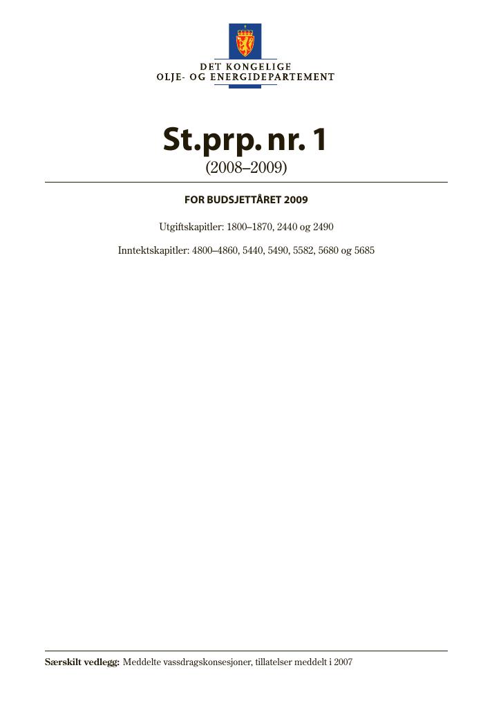 Forsiden av dokumentet St.prp. nr. 1 (2008-2009)