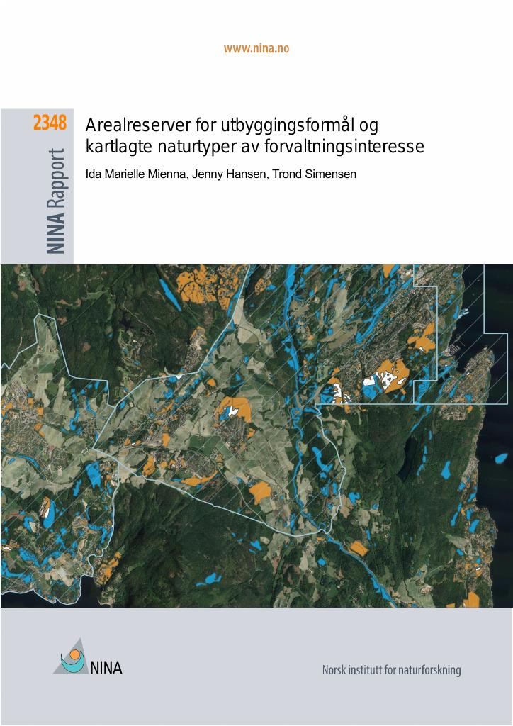 Forsiden av dokumentet Arealreserver for utbyggingsformål og kartlagte naturtyper av forvaltningsinteresse