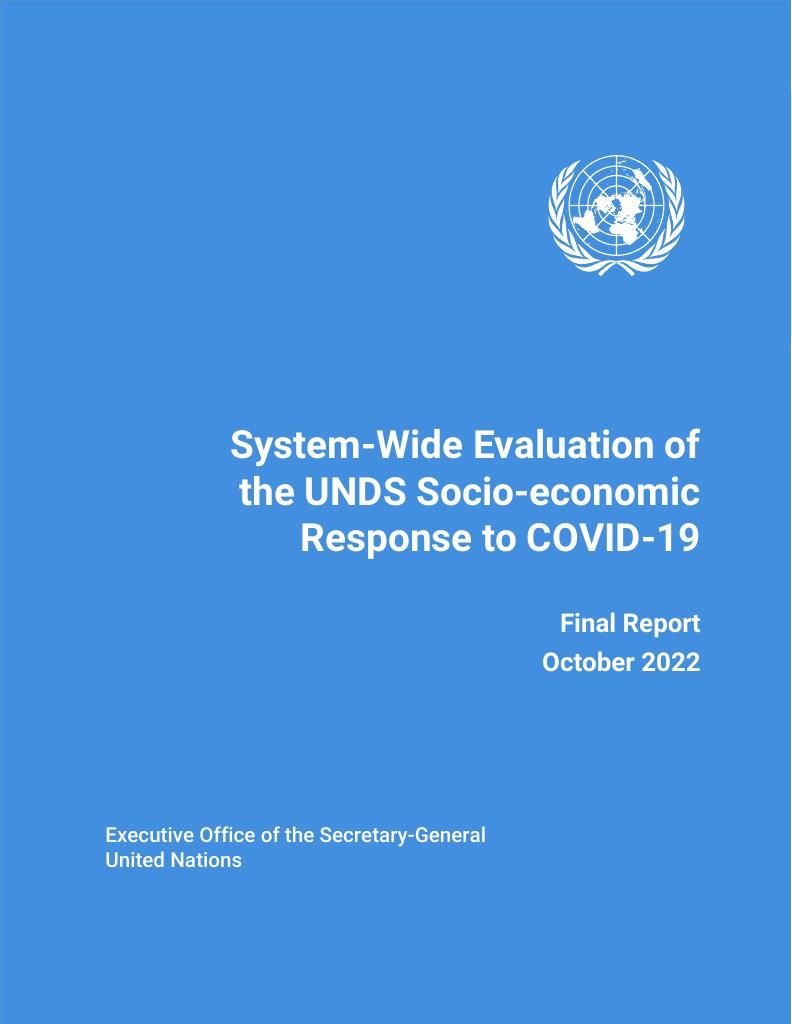 Forsiden av dokumentet System-Wide Evaluation of the UNDS Socio-economic Response to COVID-19