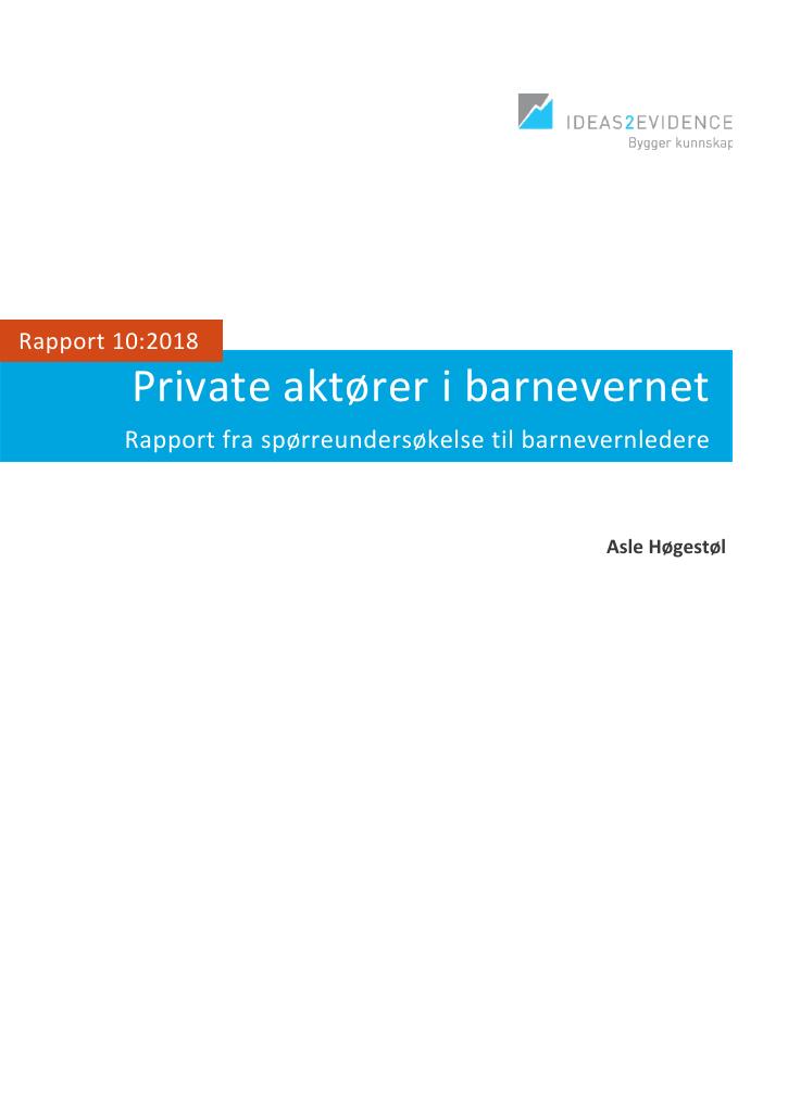 Forsiden av dokumentet Private aktører i barnevernet