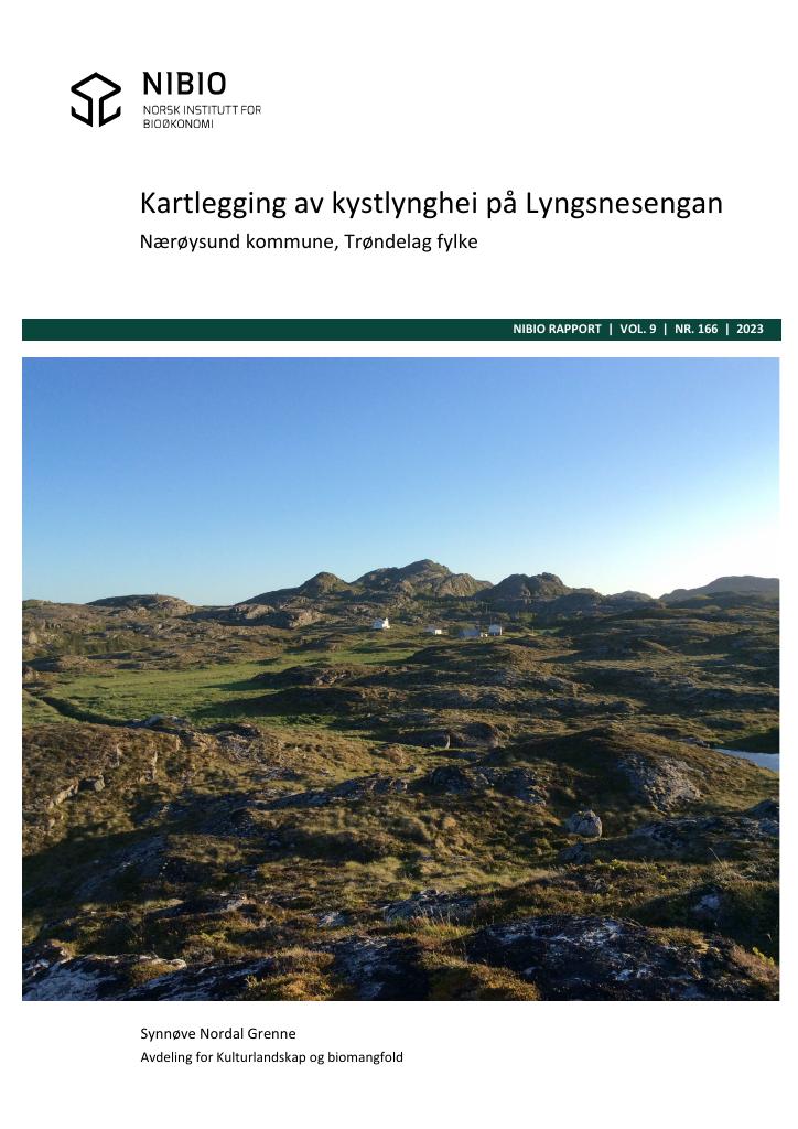 Forsiden av dokumentet Kartlegging av kystlynghei på Lyngsnesengan Nærøysund kommune, Trøndelag fylke