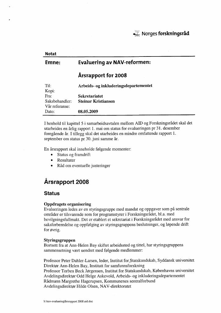 Forsiden av dokumentet Evaluering av NAV-reformen