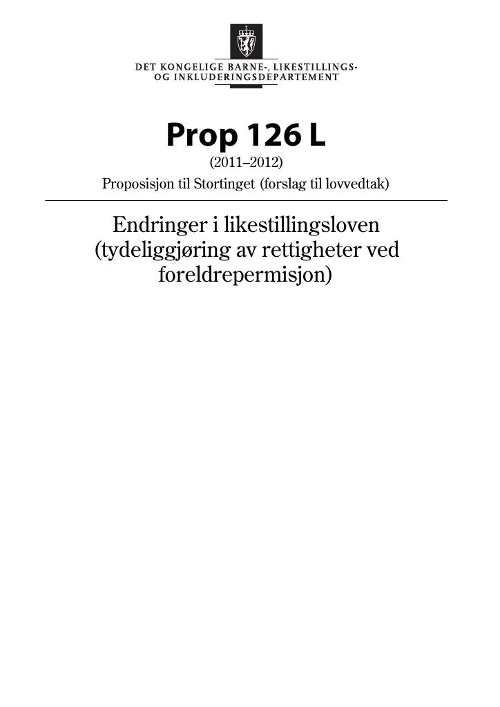 Forsiden av dokumentet Prop 126 L (2011–2012)