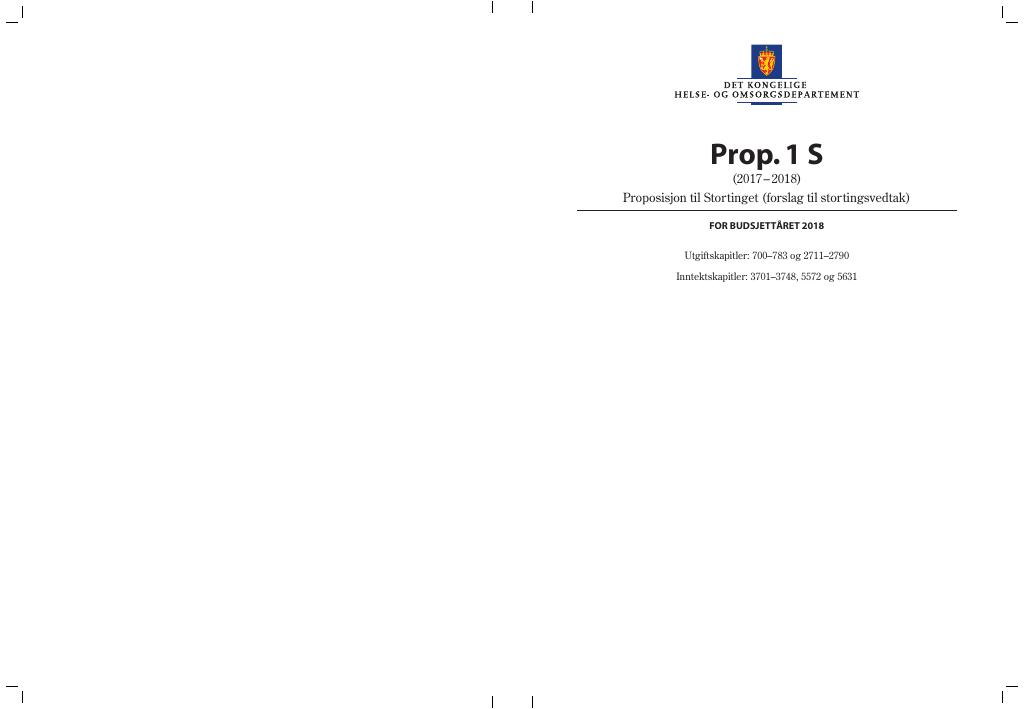 Forsiden av dokumentet Prop. 1 S (2017–2018)