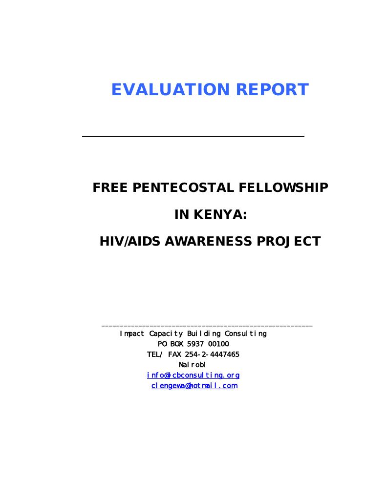 Forsiden av dokumentet Evaluation of HIV/AIDS Awareness Project