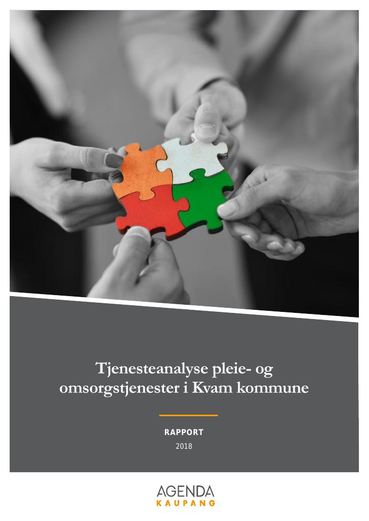 Forsiden av dokumentet Tjenesteanalyse pleie- og omsorgstjenester i Kvam kommune