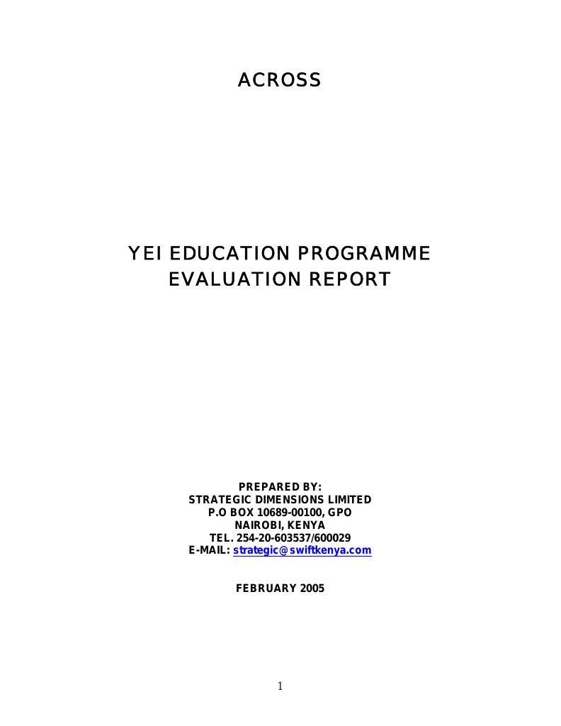 Forsiden av dokumentet Yei Education Programme