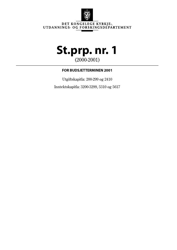 Forsiden av dokumentet St.prp. nr. 1  (2000–2001)