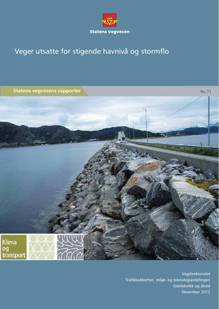 Forsiden av dokumentet Veger utsatte for stigende havnivå og stormflo