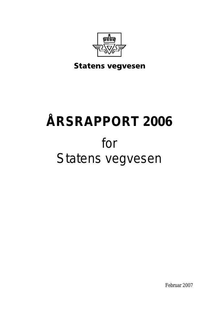 Forsiden av dokumentet Årsrapport Statens vegvesen 2006