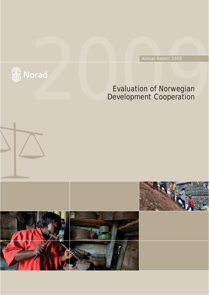 Forsiden av dokumentet Evaluation of Norwegian Development Cooperation 2009
