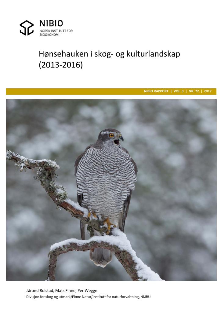 Forsiden av dokumentet Hønsehauken i skog- og kulturlandskap (2013-2016)