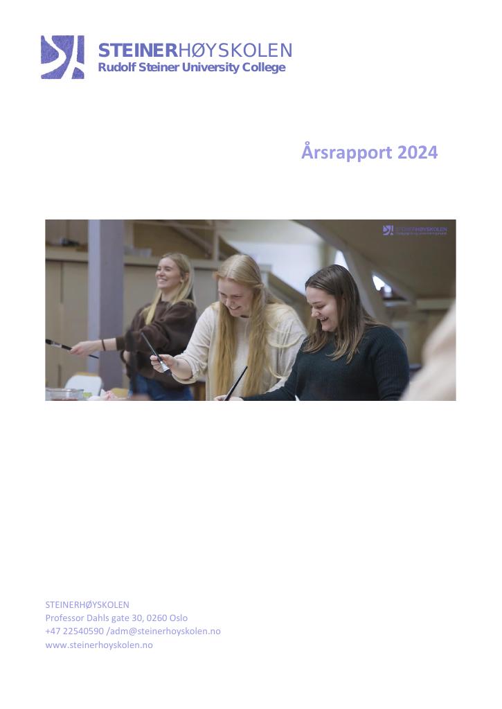 Forsiden av dokumentet Årsrapport Steinerhøyskolen 2024