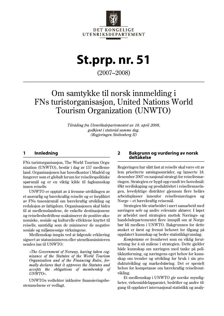 Forsiden av dokumentet St.prp. nr. 51 (2007-2008)