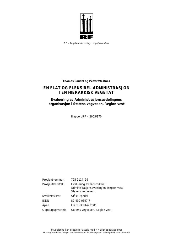 Forsiden av dokumentet En flat og fleksibel administrasjon i en hierarkisk vegetat