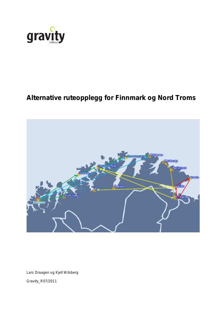 Forsiden av dokumentet Alternative ruteopplegg for Finnmark og Nord-Troms