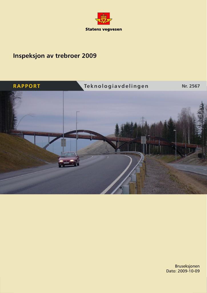 Forsiden av dokumentet Inspeksjon av trebroer 2009