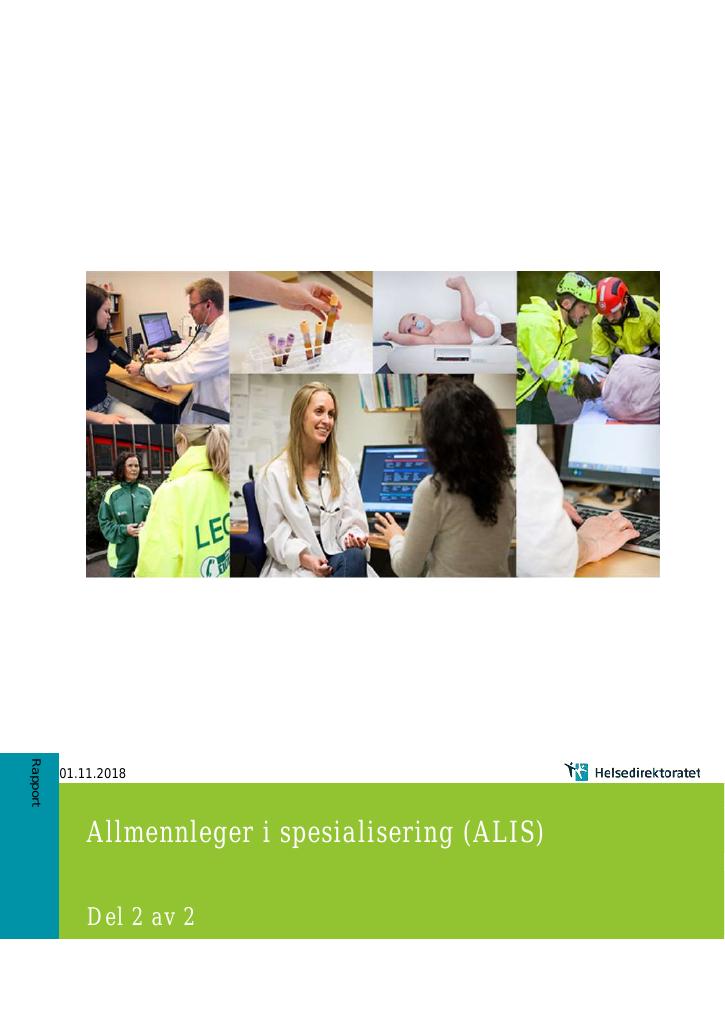 Forsiden av dokumentet Allmennleger i spesialisering (ALIS)