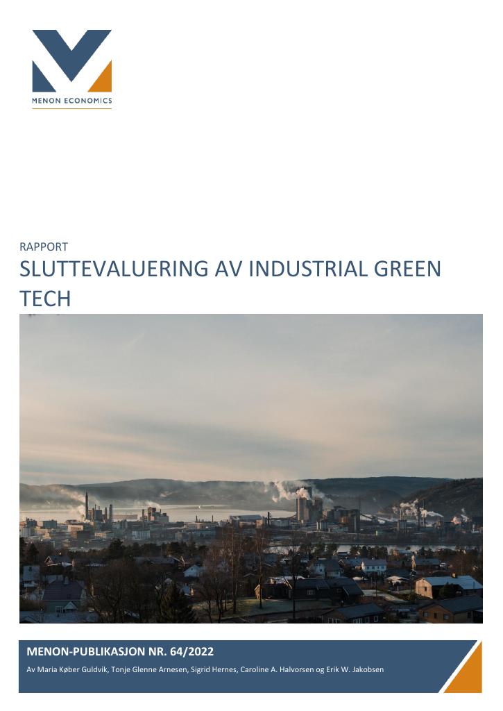 Forsiden av dokumentet Sluttevaluering av industrial green tech