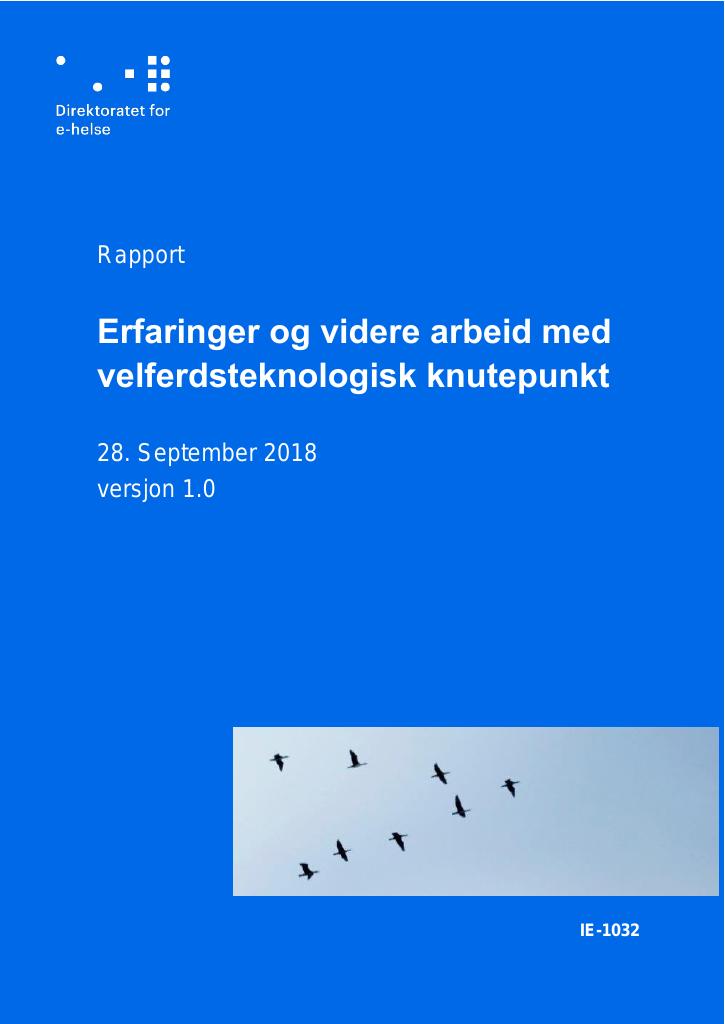 Forsiden av dokumentet Erfaringer og videre arbeid med velferdsteknologisk knutepunkt