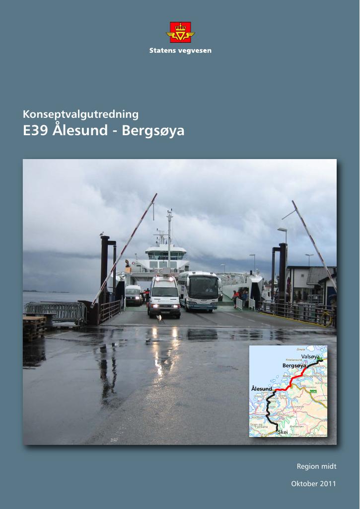 Forsiden av dokumentet Konseptvalgutredning for E39 Ålesund – Bergsøya