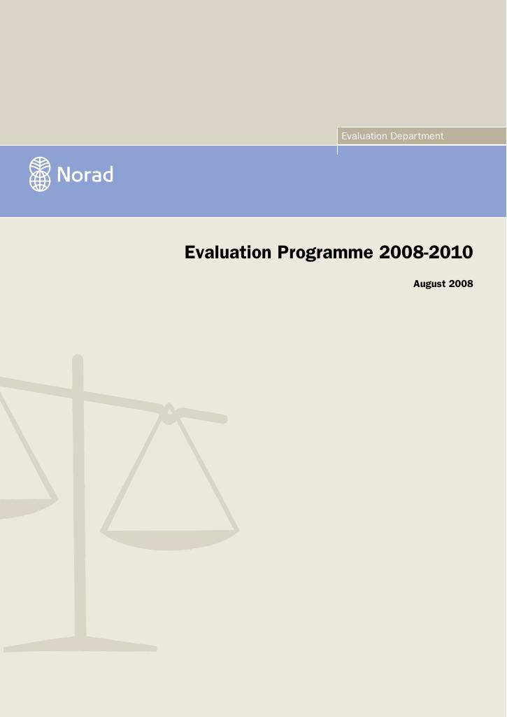 Forsiden av dokumentet Evaluation Programme 2008-2010