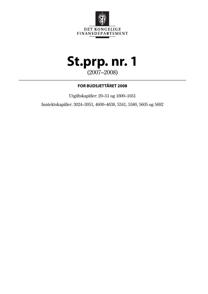 Forsiden av dokumentet St.prp. nr. 1 (2007-2008)