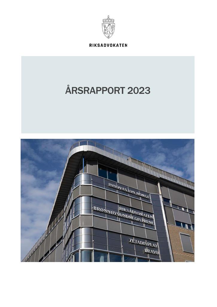 Forsiden av dokumentet Årsrapport Riksadvokaten 2023