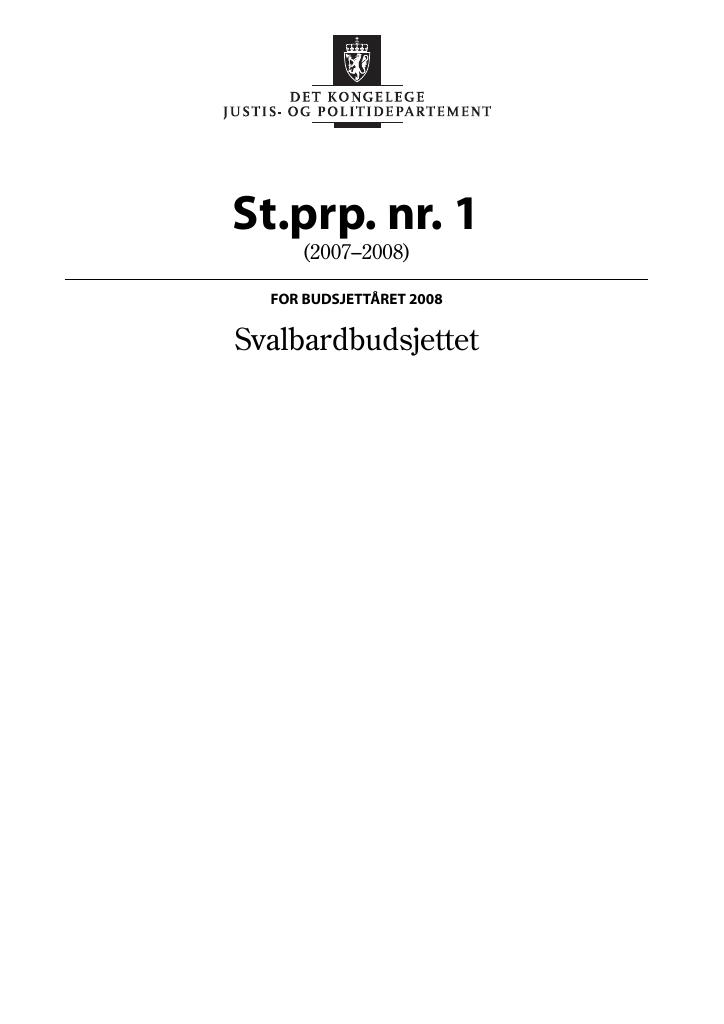 Forsiden av dokumentet St.prp. nr. 1 (2007-2008)