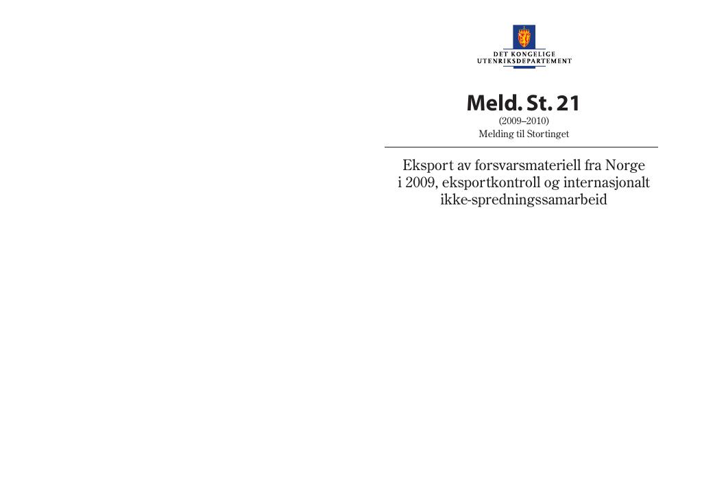Forsiden av dokumentet Meld. St. 21 (2009 – 2010)