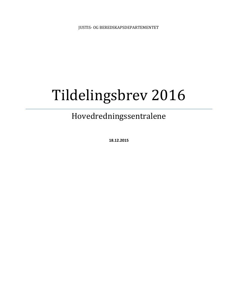 Forsiden av dokumentet Tildelingsbrev (PDF)