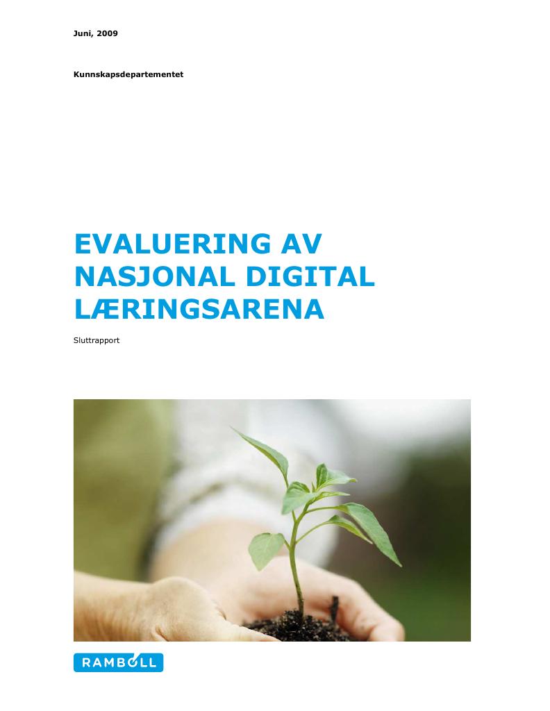 Forsiden av dokumentet Evaluering av Nasjonal digital læringsarena