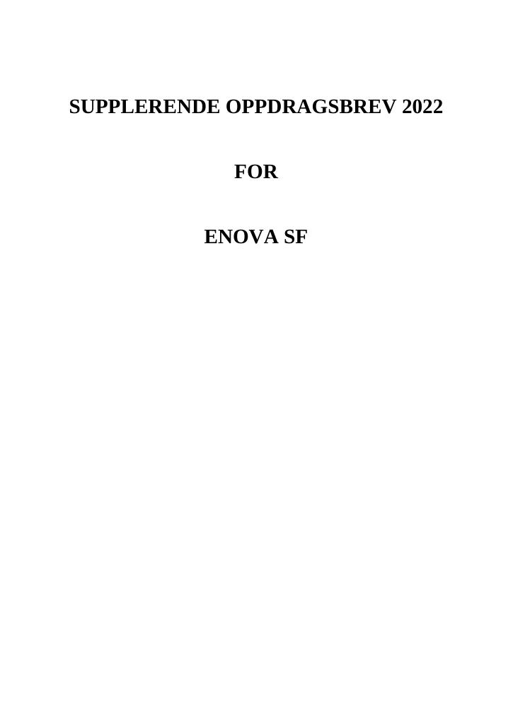 Forsiden av dokumentet Supplerende oppdragsbrev Enova 2022