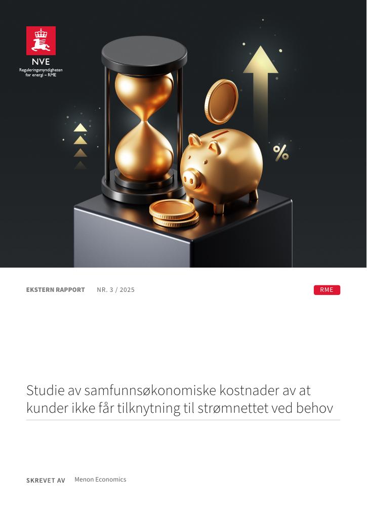 Forsiden av dokumentet Studie av samfunnsøkonomiske kostnader av at kunder ikke får tilknytning til strømnettet ved behov