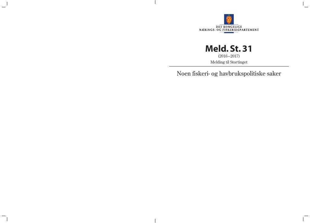 Forsiden av dokumentet Meld. St. 31 (2016–2017)